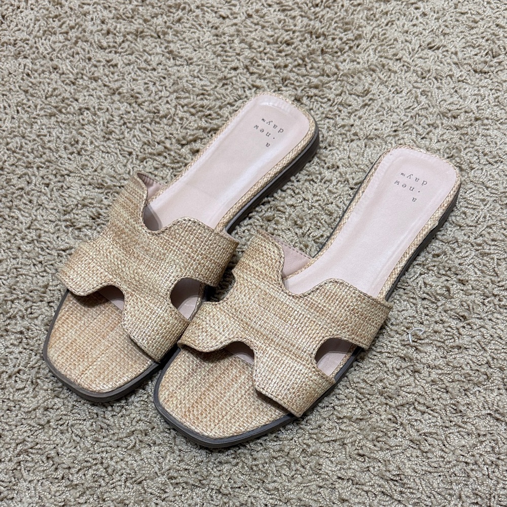 a new day Neutral Woven Slide Sandals - Beige